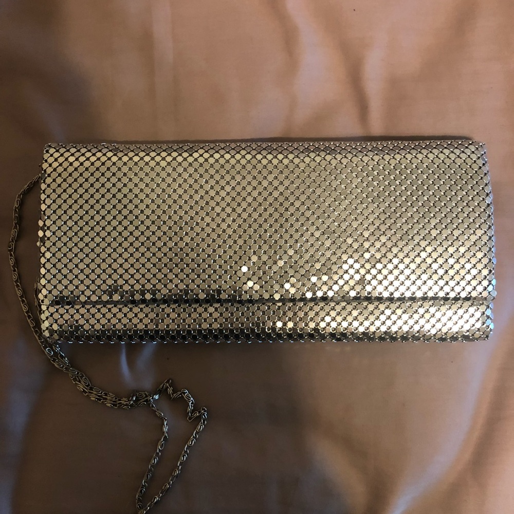 Silver Clutch with Strap